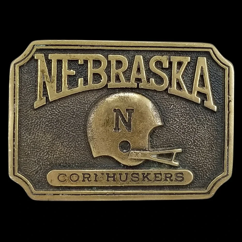 Nebraska Cornhuskers Football Helmet Belt‎ Buckle Solid Brass 1982 Heritage Mint